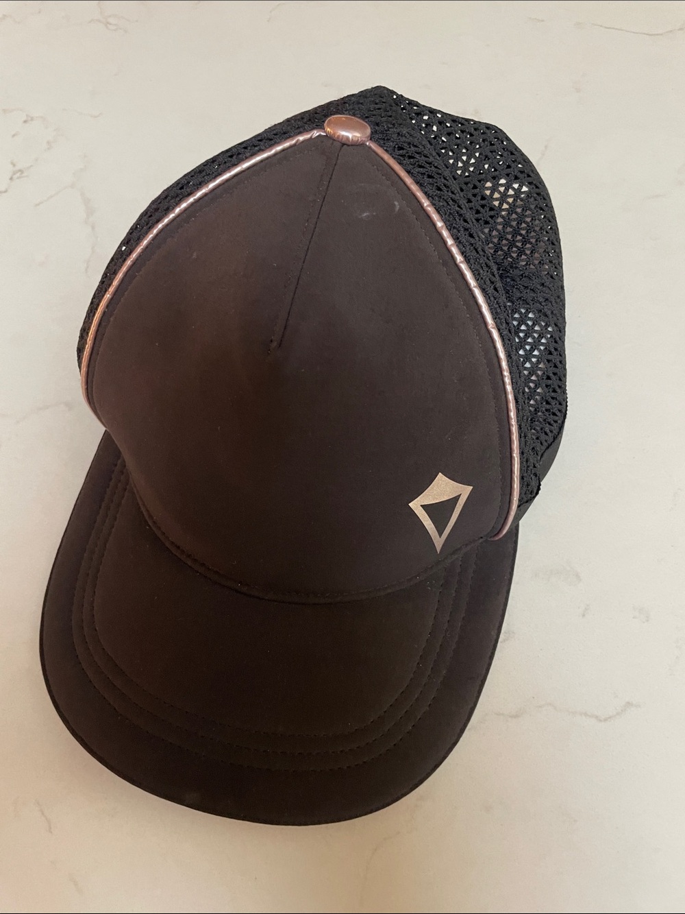 Ivivva Girls Black Trucker Cap with Pink Metallic Accent XS/S